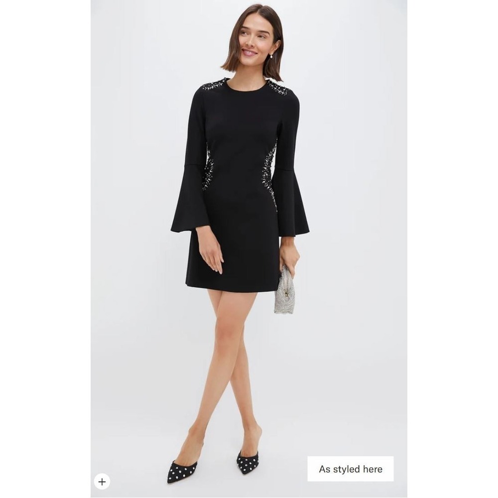 Tuckernuck Embellished Farrow Dress Large Black Rhinestone Cocktail Party Glam - Picture 16 of 16